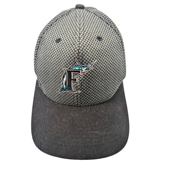 Florida Marlins Baseball Cap With Adjustable Snapback Black & Gray Checkered Pat - Picture 1 of 7